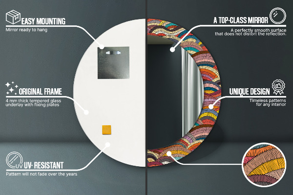 Espelho circular de parede decorativo Ornamento boémio