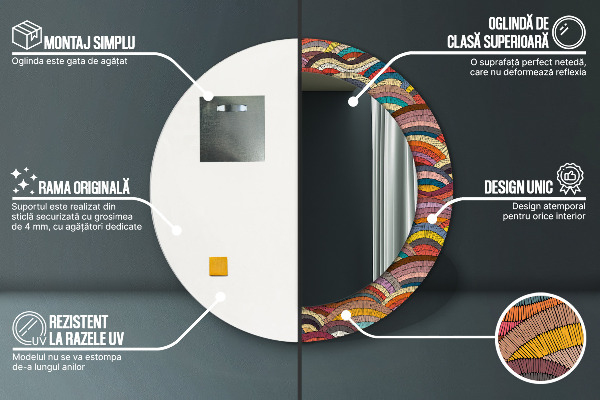 Espelho circular de parede decorativo Ornamento boémio