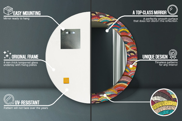 Espelho circular de parede decorativo Ornamento boémio