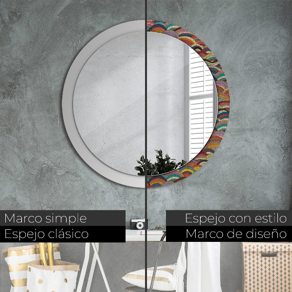 Espelho circular de parede decorativo Ornamento boémio