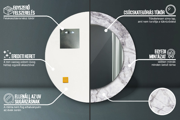 Espelho circular de parede decorativo Mármore branco