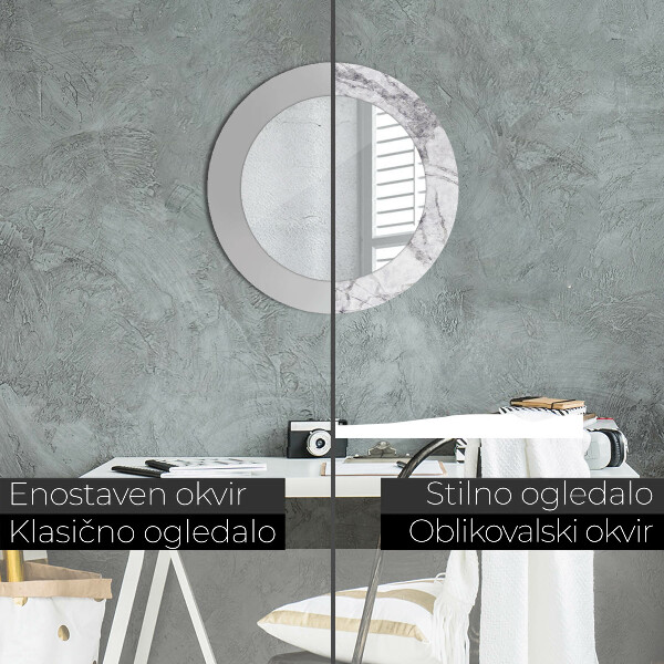 Espelho circular de parede decorativo Mármore branco