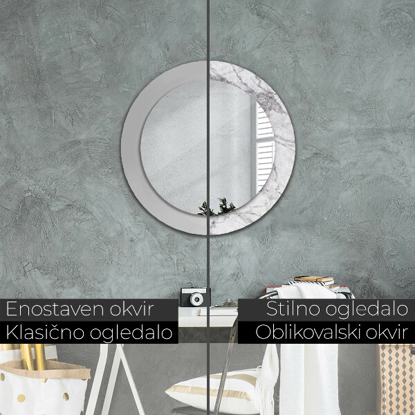 Espelho circular de parede decorativo Mármore branco