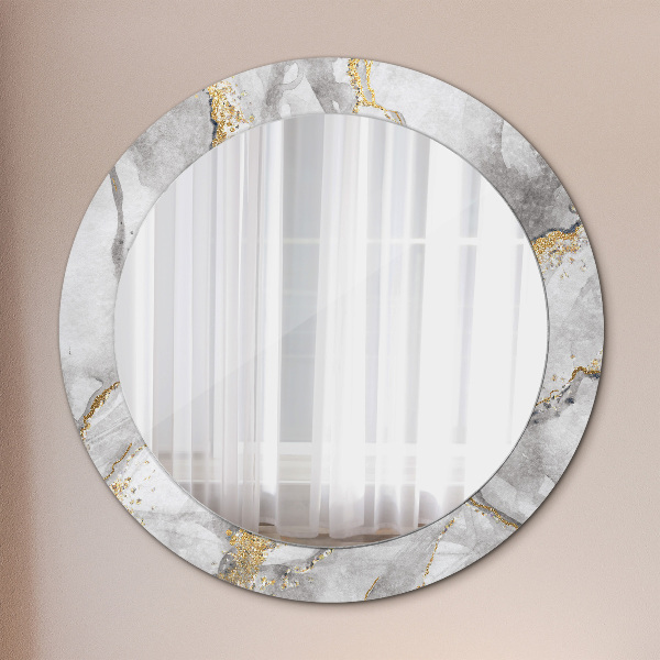 Espelho circular de parede decorativo Mármore branco dourado