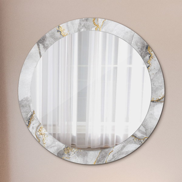Espelho circular de parede decorativo Mármore branco dourado