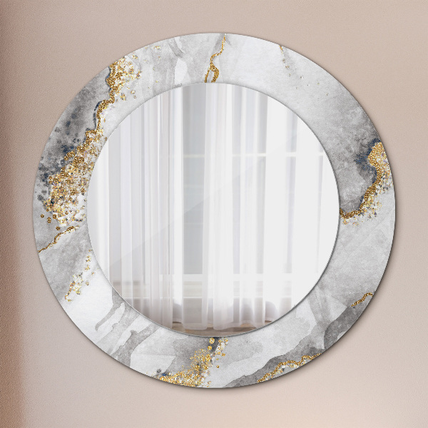 Espelho circular de parede decorativo Mármore branco dourado