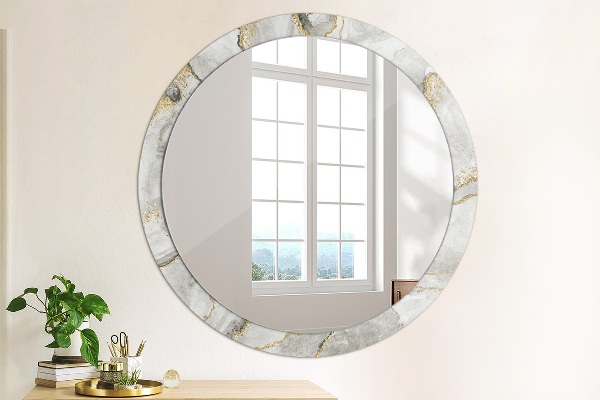 Espelho circular de parede decorativo Mármore branco dourado