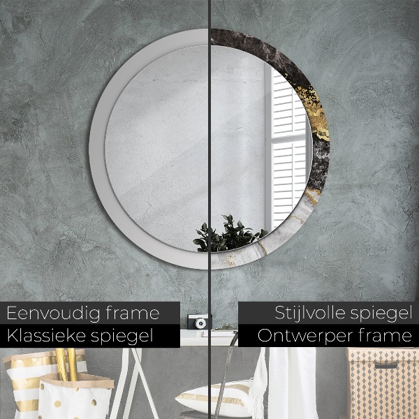 Espelho circular de parede decorativo Mármore e ouro