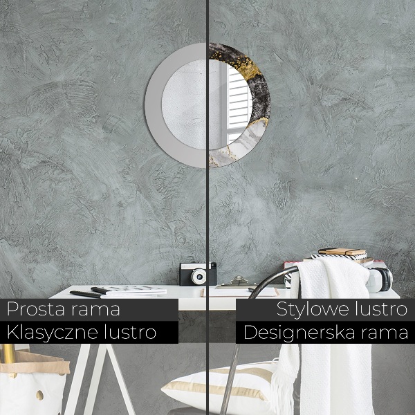 Espelho circular de parede decorativo Mármore e ouro