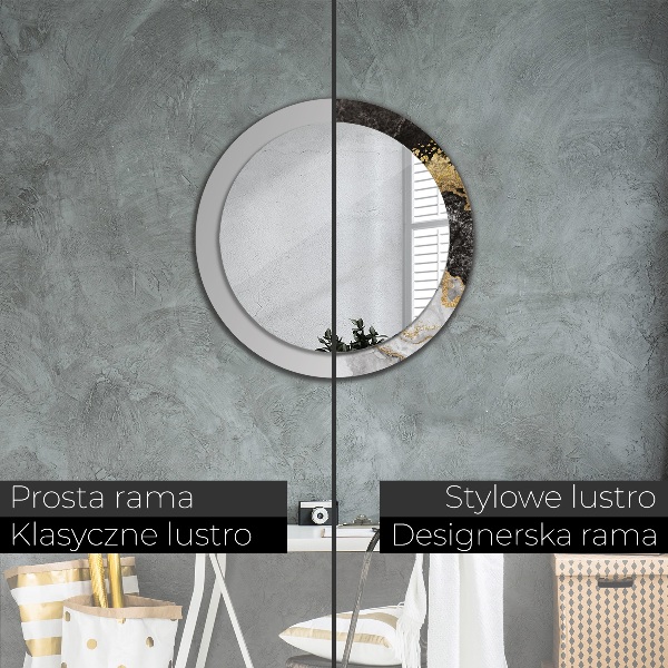 Espelho circular de parede decorativo Mármore e ouro