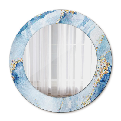 Espelho de parede circular decorativo Mármore azul dourado