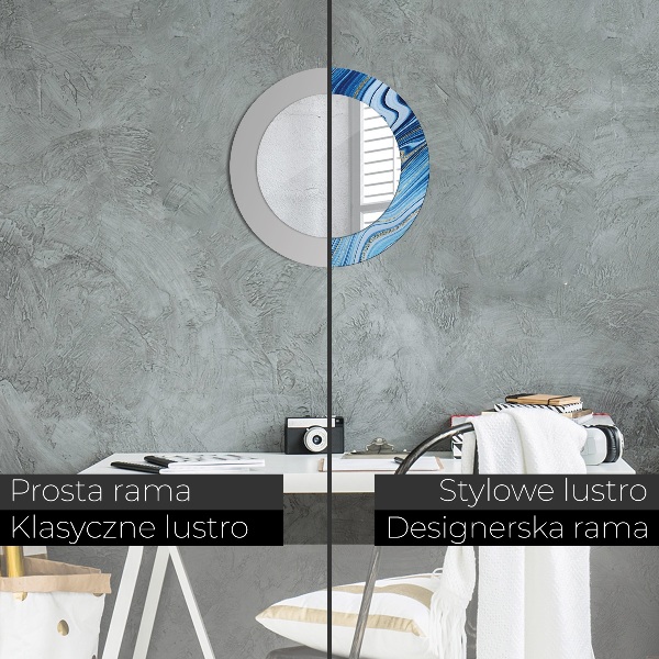 Espelho de parede circular decorativo Mármore azul