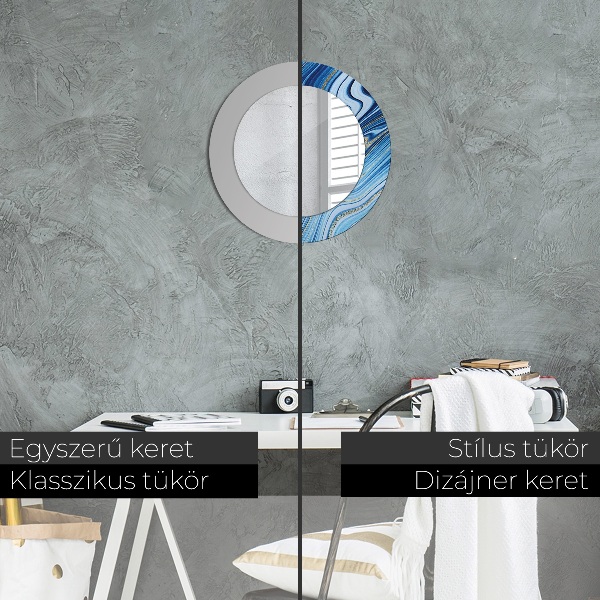 Espelho de parede circular decorativo Mármore azul