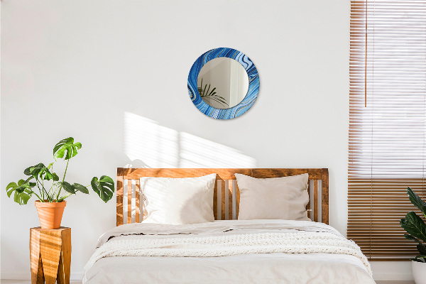 Espelho de parede circular decorativo Mármore azul