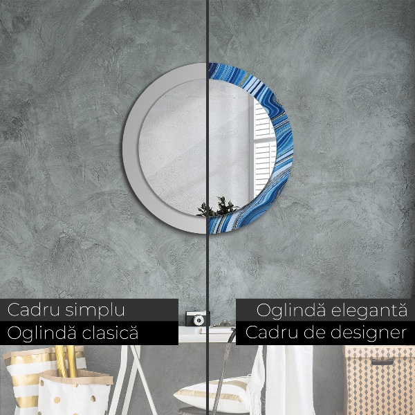 Espelho de parede circular decorativo Mármore azul