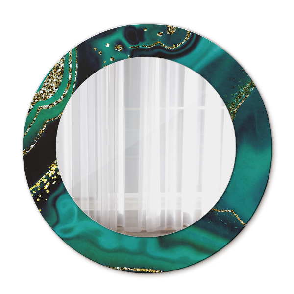 Espelho de parede circular decorativo Mármore esmeralda