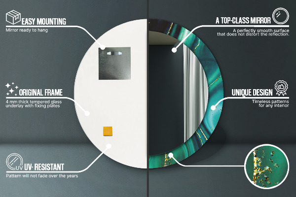 Espelho de parede circular decorativo Mármore esmeralda