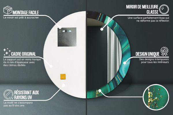 Espelho de parede circular decorativo Mármore esmeralda