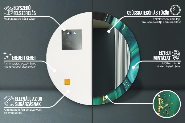 Espelho de parede circular decorativo Mármore esmeralda