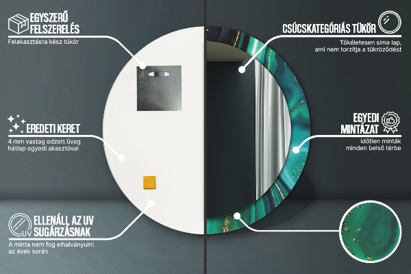 Espelho de parede circular decorativo Mármore esmeralda