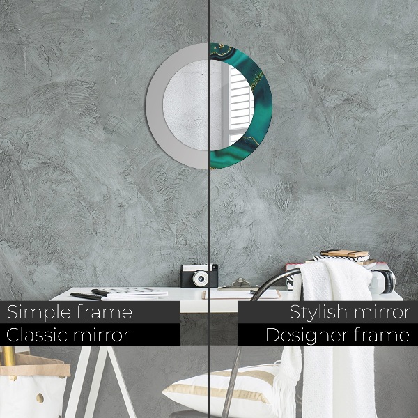 Espelho de parede circular decorativo Mármore esmeralda