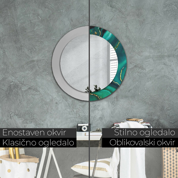 Espelho de parede circular decorativo Mármore esmeralda
