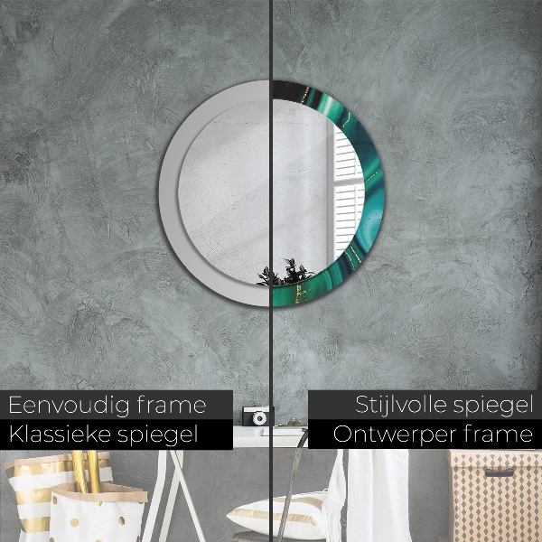 Espelho de parede circular decorativo Mármore esmeralda