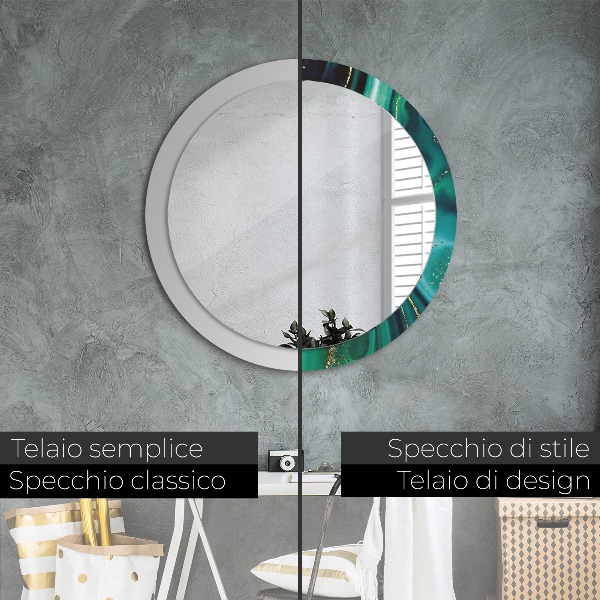 Espelho de parede circular decorativo Mármore esmeralda