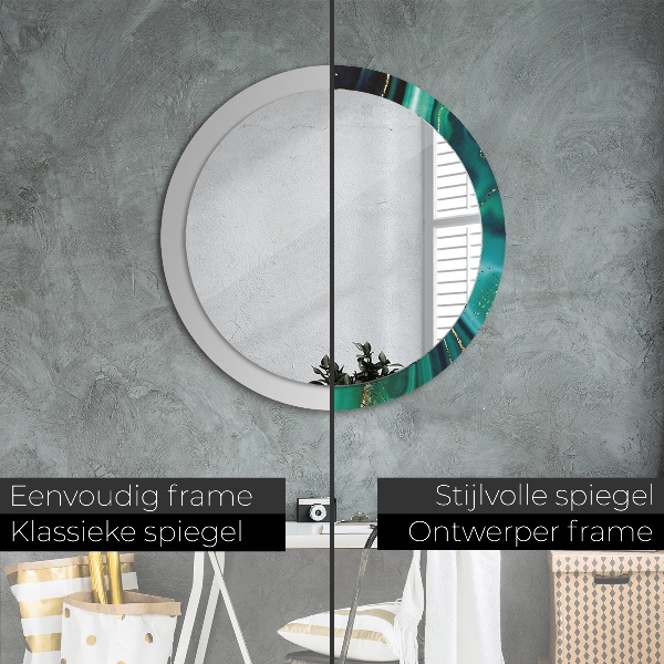 Espelho de parede circular decorativo Mármore esmeralda