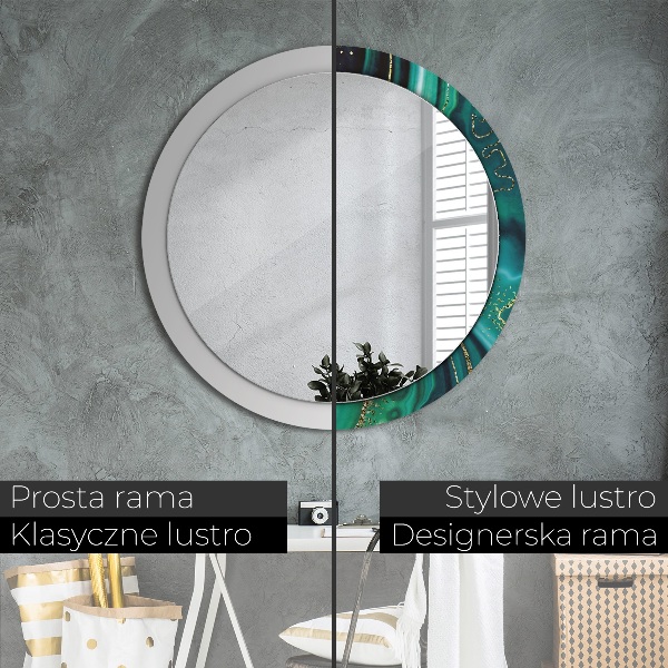 Espelho de parede circular decorativo Mármore esmeralda