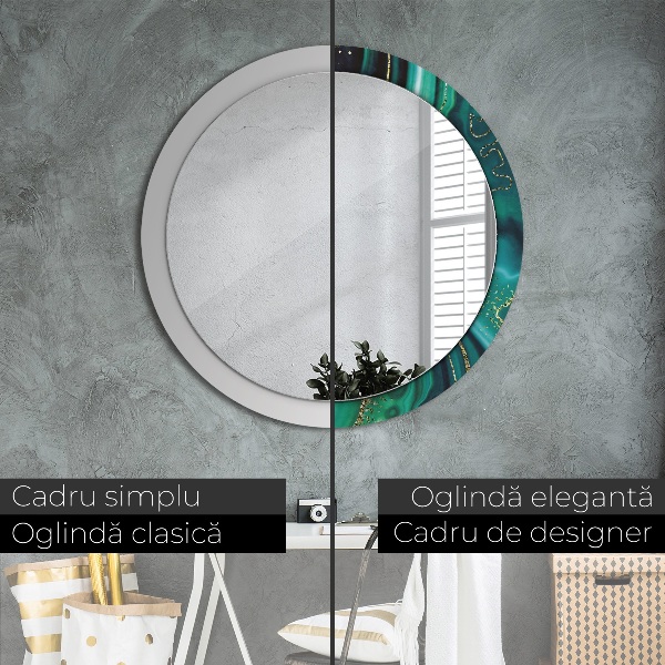 Espelho de parede circular decorativo Mármore esmeralda