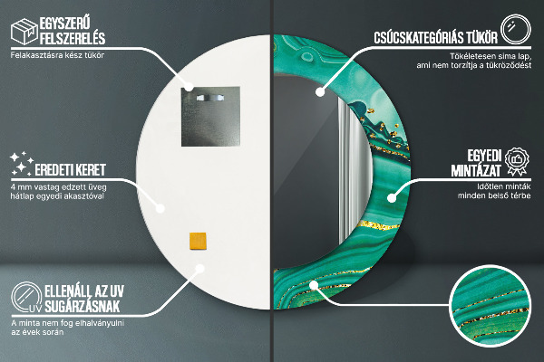 Espelho com moldura impressa redondo Mármore jaspe de ágata