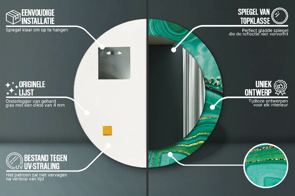 Espelho com moldura impressa redondo Mármore jaspe de ágata