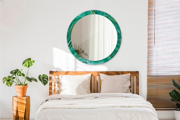 Espelho com moldura impressa redondo Mármore jaspe de ágata