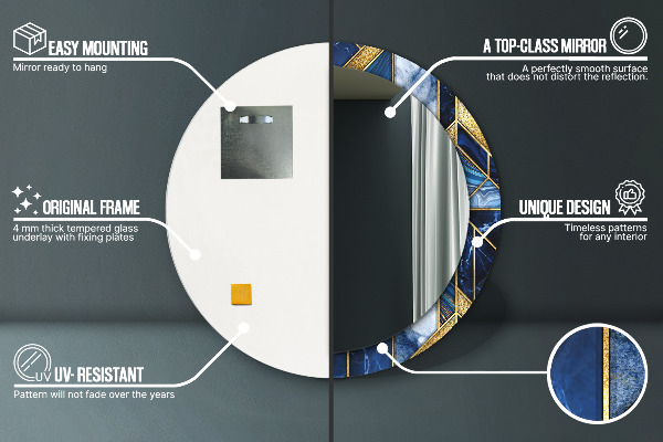 Espelho com moldura impressa redondo Mármore moderno