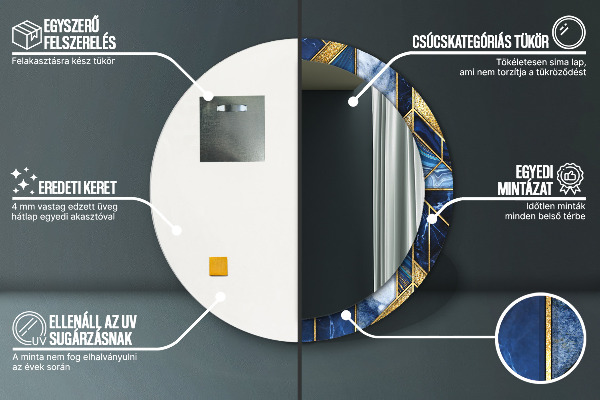 Espelho com moldura impressa redondo Mármore moderno