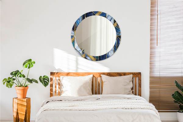 Espelho com moldura impressa redondo Mármore moderno