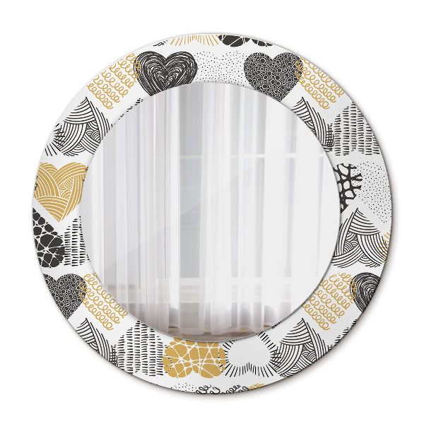 Espelho circular de parede decorativo Rabisco de corações