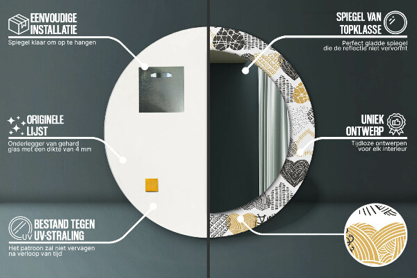 Espelho circular de parede decorativo Rabisco de corações