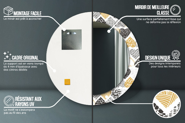 Espelho circular de parede decorativo Rabisco de corações