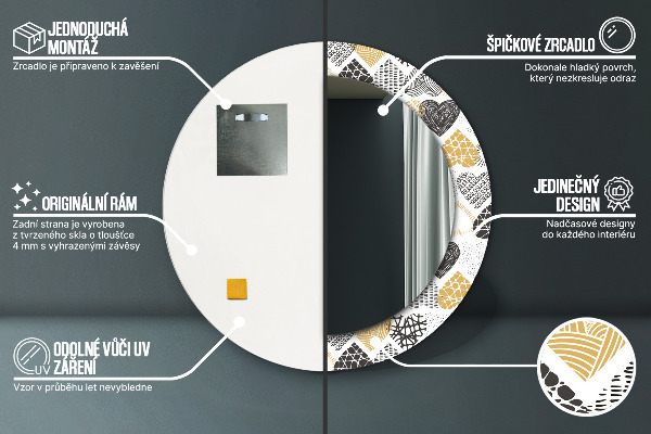 Espelho circular de parede decorativo Rabisco de corações