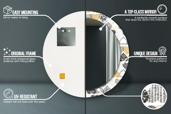 Espelho circular de parede decorativo Rabisco de corações