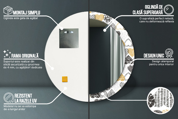 Espelho circular de parede decorativo Rabisco de corações