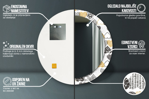 Espelho circular de parede decorativo Rabisco de corações