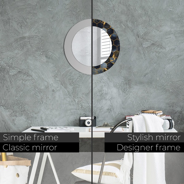 Espelho de parede circular decorativo Hexágono de mármore