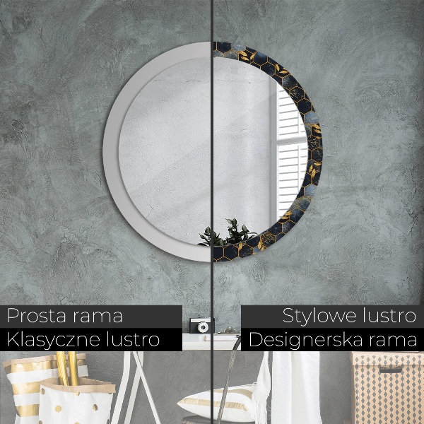 Espelho de parede circular decorativo Hexágono de mármore