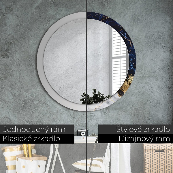 Espelho de parede circular decorativo Mármore azul