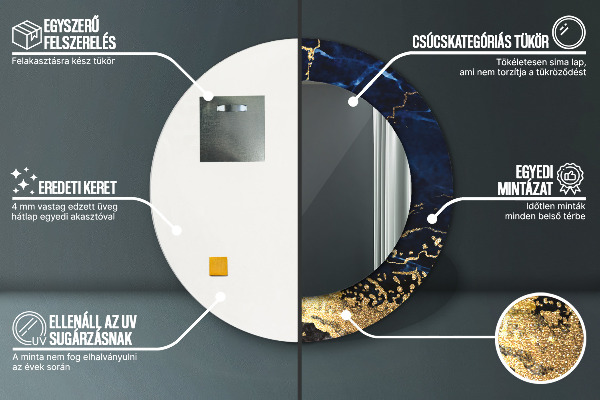 Espelho de parede circular decorativo Mármore azul