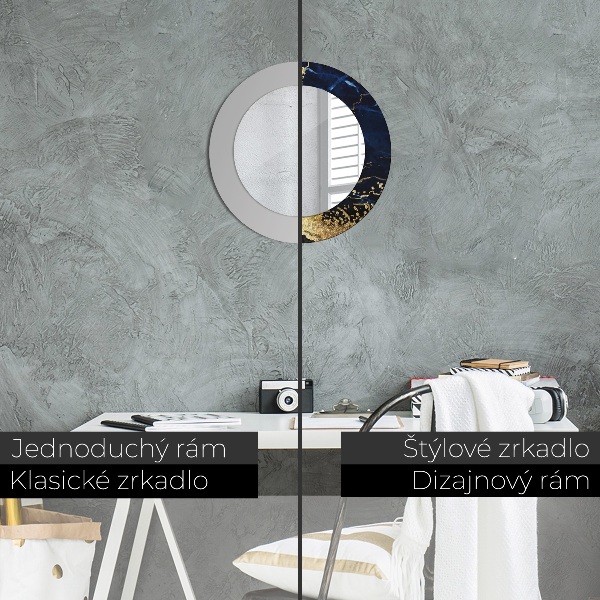 Espelho de parede circular decorativo Mármore azul