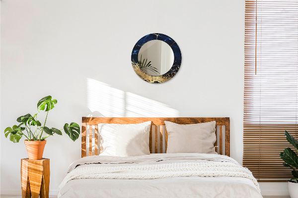 Espelho de parede circular decorativo Mármore azul